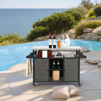 15 Cu. Ft. Metal Outdoor Rolling Bar Cart with Storage, Wheelbarrow Expandable Shelf, Towel Rack, Wine Holder, Wheels