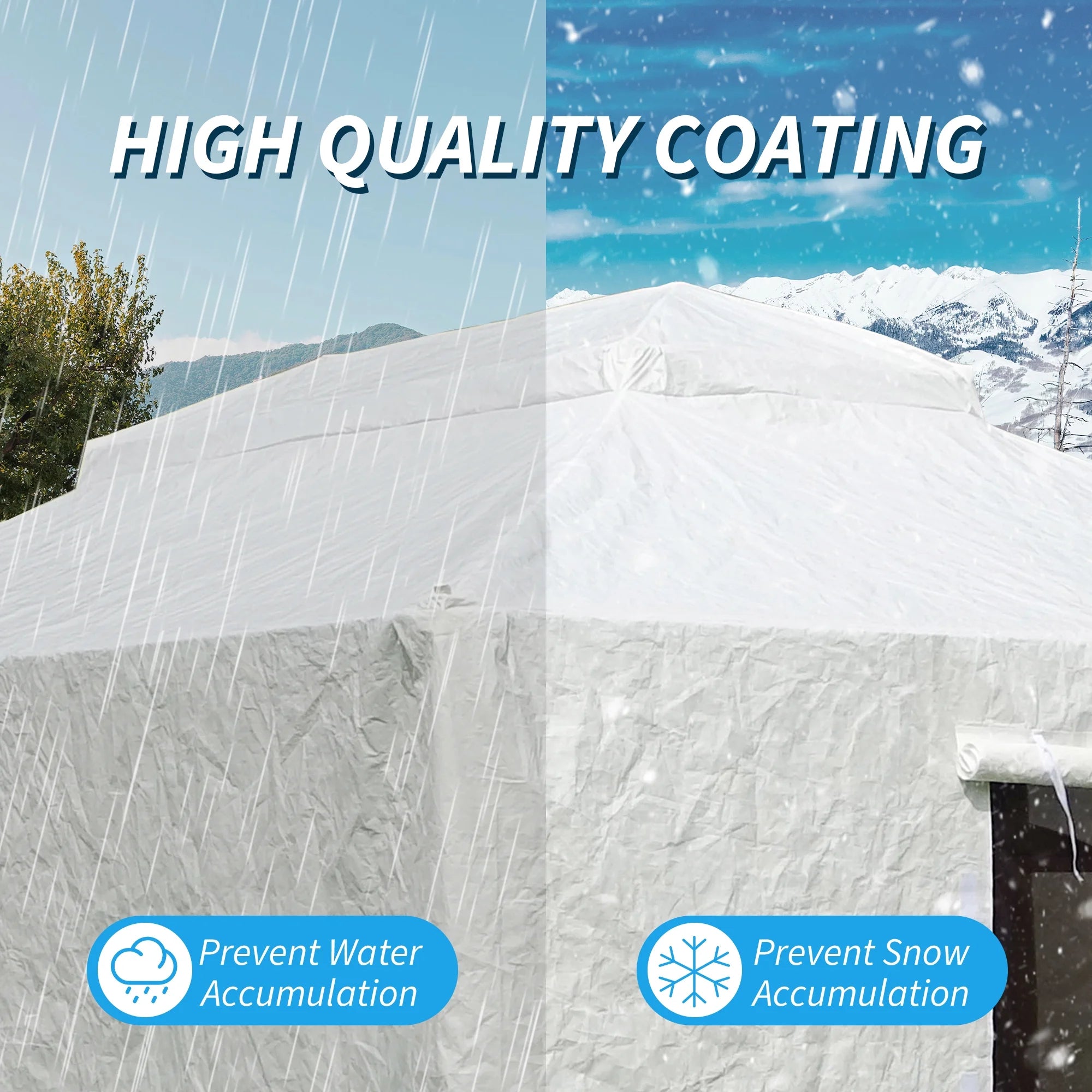 Gazebo Accessories 10' X 14' Double Roof Universal Winter Gazebo Cover for Hardtop Gazebos,Enclosed Cover with Sidewalls and Mesh Windows Waterproof (White)