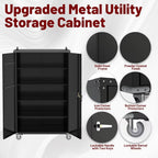 Tall & Wide Metal Garage Storage Cabinet with 4 Adjustable Shelves, 43''W X 22''D X 72''H with Wheels & Pegboards, Heavy Duty Lo