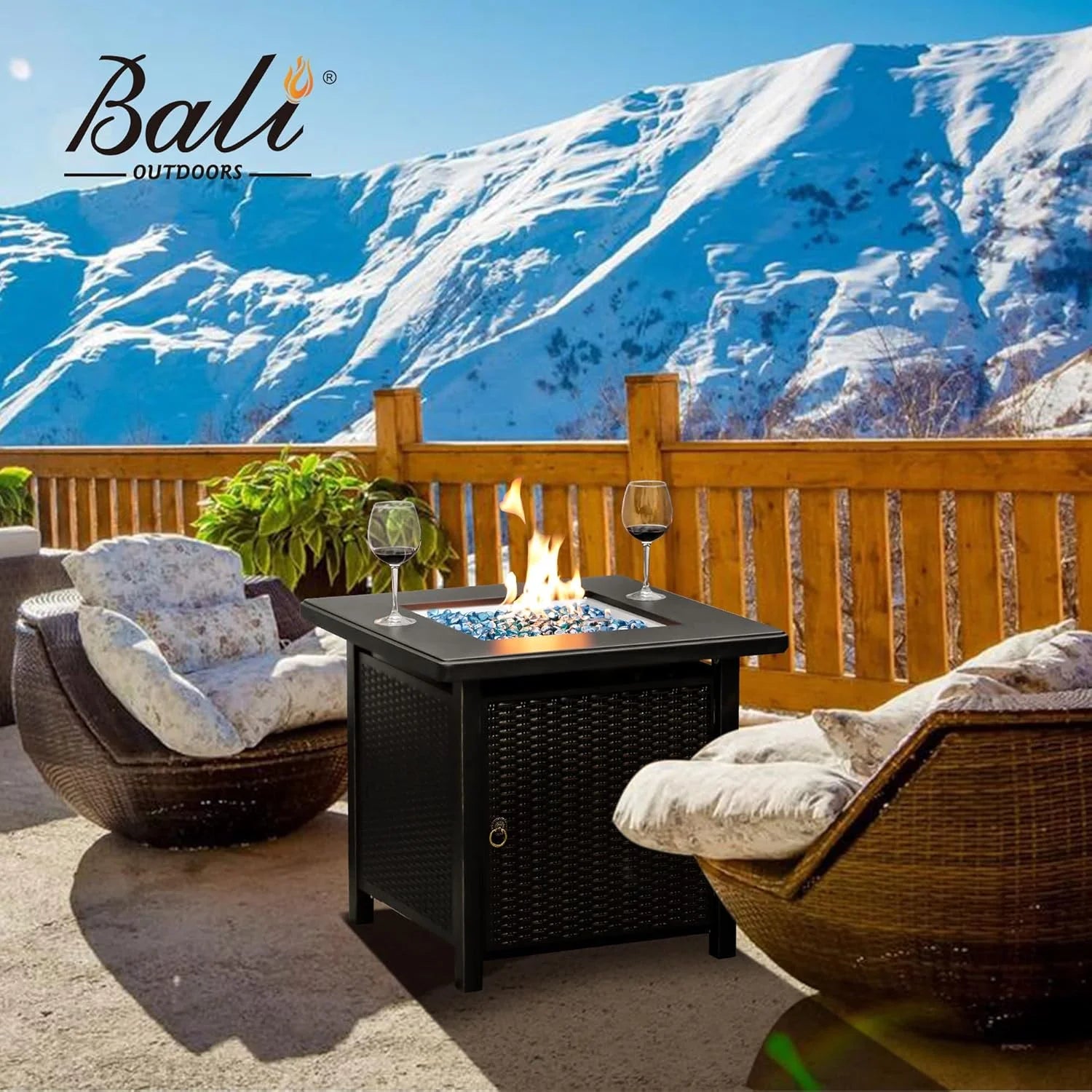 Propane Gas Fire Pit Table with Lid for outside Backyard, Patio 50000 BTU 28 Inch