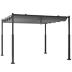 10 x 10 Feet Outdoor Pergola with Retractable Canopy and Metal Columns-Gray