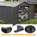 [12X25FT] Alora Extra Large Heavy-Duty Outdoor Metal Carport Garage Shed With Lockable Double Hinged Doors (SAK34153)