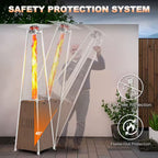 48,000 BTU Stainless Steel Wood-Grain Finish Pyramid Propane Gas Patio Heater with Wheels