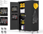 Tall & Wide Metal Garage Storage Cabinet with 4 Adjustable Shelves, 43''W X 22''D X 72''H with Wheels & Pegboards, Heavy Duty Lo