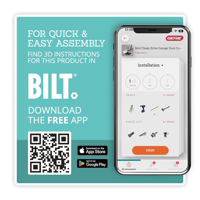 1-1/4 Hpc Smart Compatible Belt Drive Garage Door Opener Wi-Fi Compatibility and Battery Back-Up