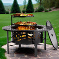 Fire Pit for outside 42" Wood Burning Fire Pit Tables with 2 Adjustable Swivel BBQ Grills, Lid, Poker for Patio Backyard BBQ Ice Storage