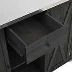 Black Stainless Steel Top 52.25 In. Kitchen Island with Towel and Spice Racks and a Bottle Opener