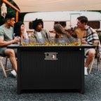 45" Propane Fire Pit Table 50,000 BTU Steel Gas Fire Pit with Removable Lid & Waterproof Cover and Tables