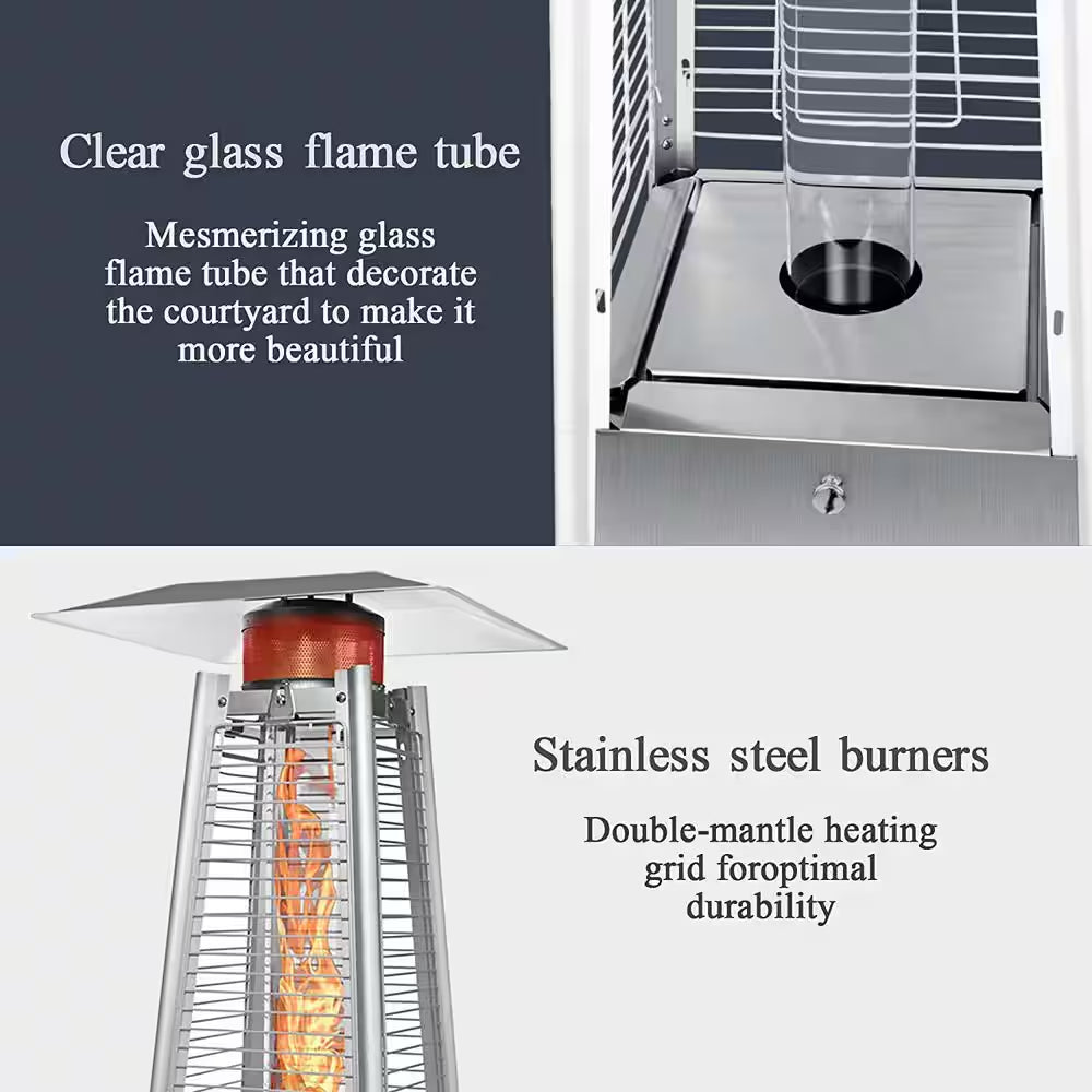 42,000 BTU Stainless Steel Propane Standing Patio Heater