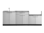 Outdoor Kitchen 4 Piece Cabinet Set in Stainless Steel with Countertop and Covers