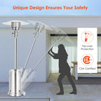 50000 BTU Propane Patio Heater Standing Steel with Wheels Silver