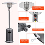 50000 BTU Propane Patio Heater Standing Steel with Wheels Grey