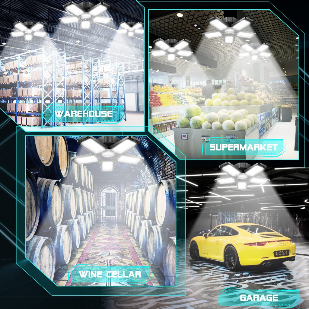 LED Garage Light 8 Pack,160W 16000LM 6500K Garage Light Screw in LED Garage C...