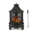 30 Inch Outdoor Fire Pit Chiminea with Grill for Garden BBQ