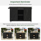 Black Stainless Steel Top 52.25 In. Kitchen Island with Towel and Spice Racks and a Bottle Opener