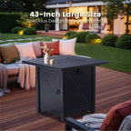 R.W.FLAME 28" 40,000 BTU Square Outdoor Propane Fire Pit Table with Lid & Rain Cover – Perfect for Patio, Deck, Garden, and Parties