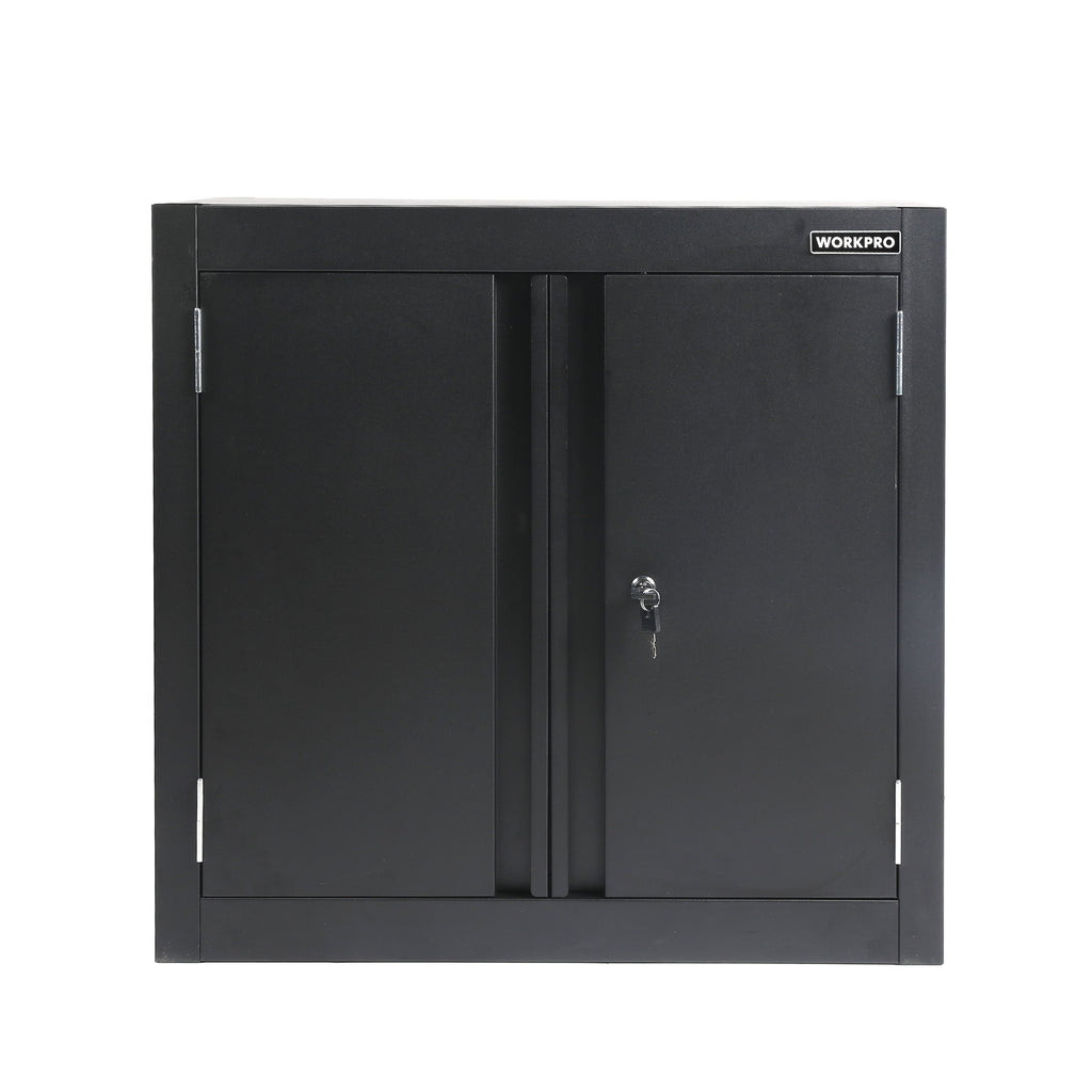 28-Inch Wall Garage Storage Cabinet, Adjustable Shelf, Steel, Black