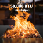 32" Gas Fire Pits with Cup Holders for Outside, 50,000 BTU Propane Fire Pit Table with Lid and Lava Rock, Black