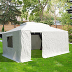 Gazebo Accessories 10' X 14' Double Roof Universal Winter Gazebo Cover for Hardtop Gazebos,Enclosed Cover with Sidewalls and Mesh Windows Waterproof (White)