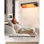 1500-Watt Electric Carbon Infrared Space Heater Indoor Outdoor Patio Garage Wall or Ceiling Mount with Remote, Black