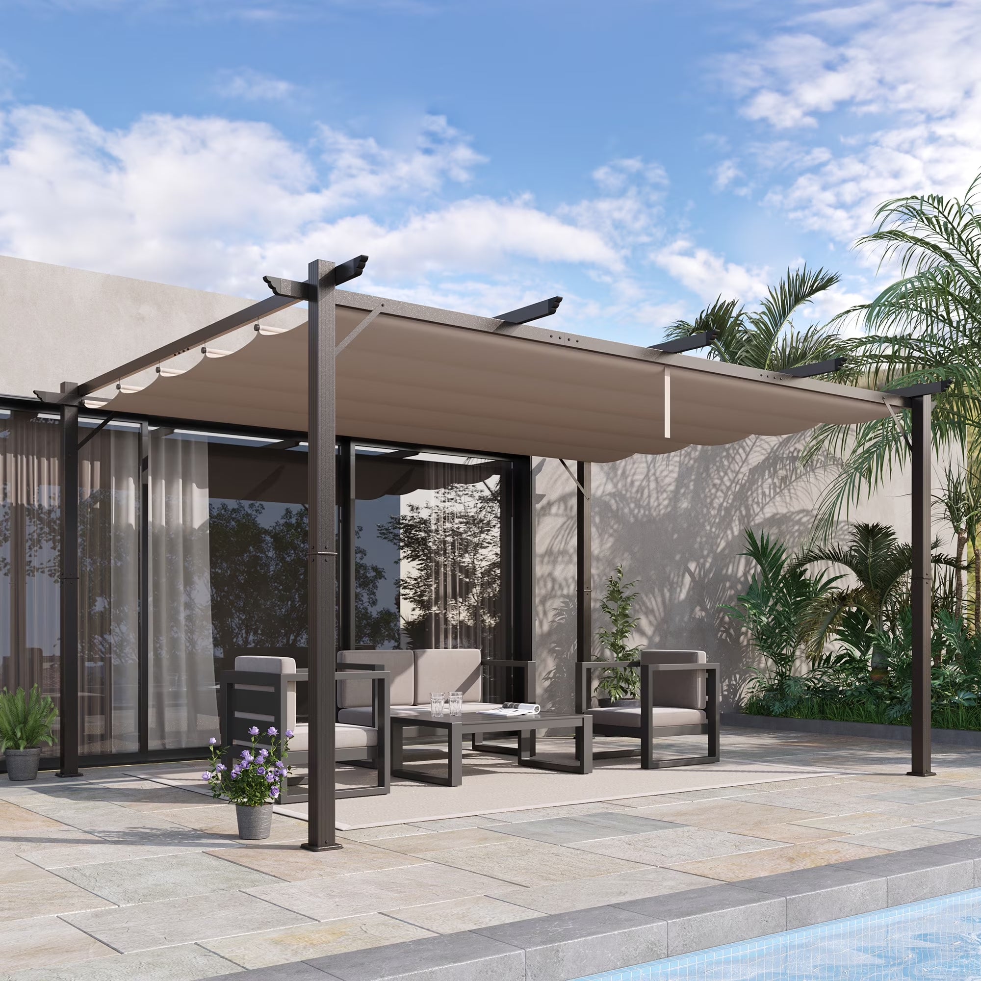 10' X 13' Outdoor Pergola Gazebo Canopy Cover Backyard Sunshade
