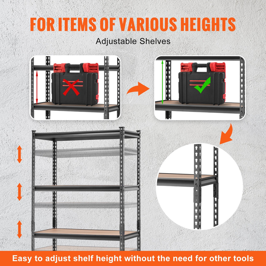 Storage Shelving Unit Garage Storage Rack 5-Tier Adjustable 2000 Lbs Load