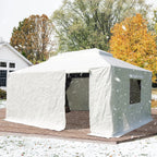 Gazebo Accessories 10' X 14' Double Roof Universal Winter Gazebo Cover for Hardtop Gazebos,Enclosed Cover with Sidewalls and Mesh Windows Waterproof (White)