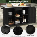 Black Stainless Steel Top 52.25 In. Kitchen Island with Towel and Spice Racks and a Bottle Opener