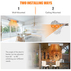 1 -BTU 1500 -W Hanging Silver Aluminum Electric Patio Heater