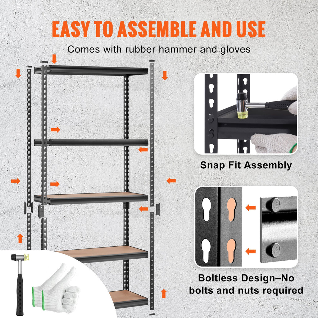 Storage Shelving Unit Garage Storage Rack 5-Tier Adjustable 2000 Lbs Load