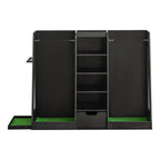 55.5 L X 16 W X 37 H in Wooden Golf Bag Organizer and Storage Rack,High Quality Wooden 2 Golf Bag Rack with Drawers,Easy to Assemble Golf Club Holder Stand with Club Holders on Side,Black