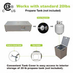 50000 BTU Coating Steel Propane Fire Pit Table in Gray Rectangular Modern Outdoor Gas Fire Table with Tank Holder