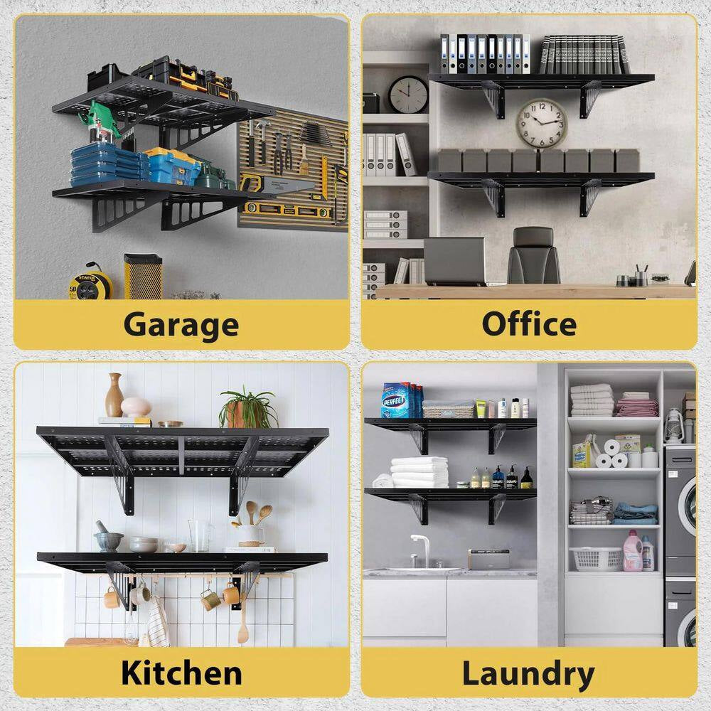 2-Pack, 24 In. W X 36 In. D Garage Wall Shelf, Garage Storage Wall Garage Shelves, Heavy Duty Garage Storage Rack