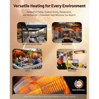 1500-Watt Electric Carbon Infrared Space Heater Indoor Outdoor Patio Garage Wall or Ceiling Mount with Remote, Black