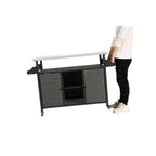15 Cu. Ft. Metal Outdoor Rolling Bar Cart with Storage, Wheelbarrow Expandable Shelf, Towel Rack, Wine Holder, Wheels
