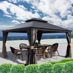 12-Ft X 18-Ft Alexander Gray Gazebo with Hardtop Roof (Screen Included)