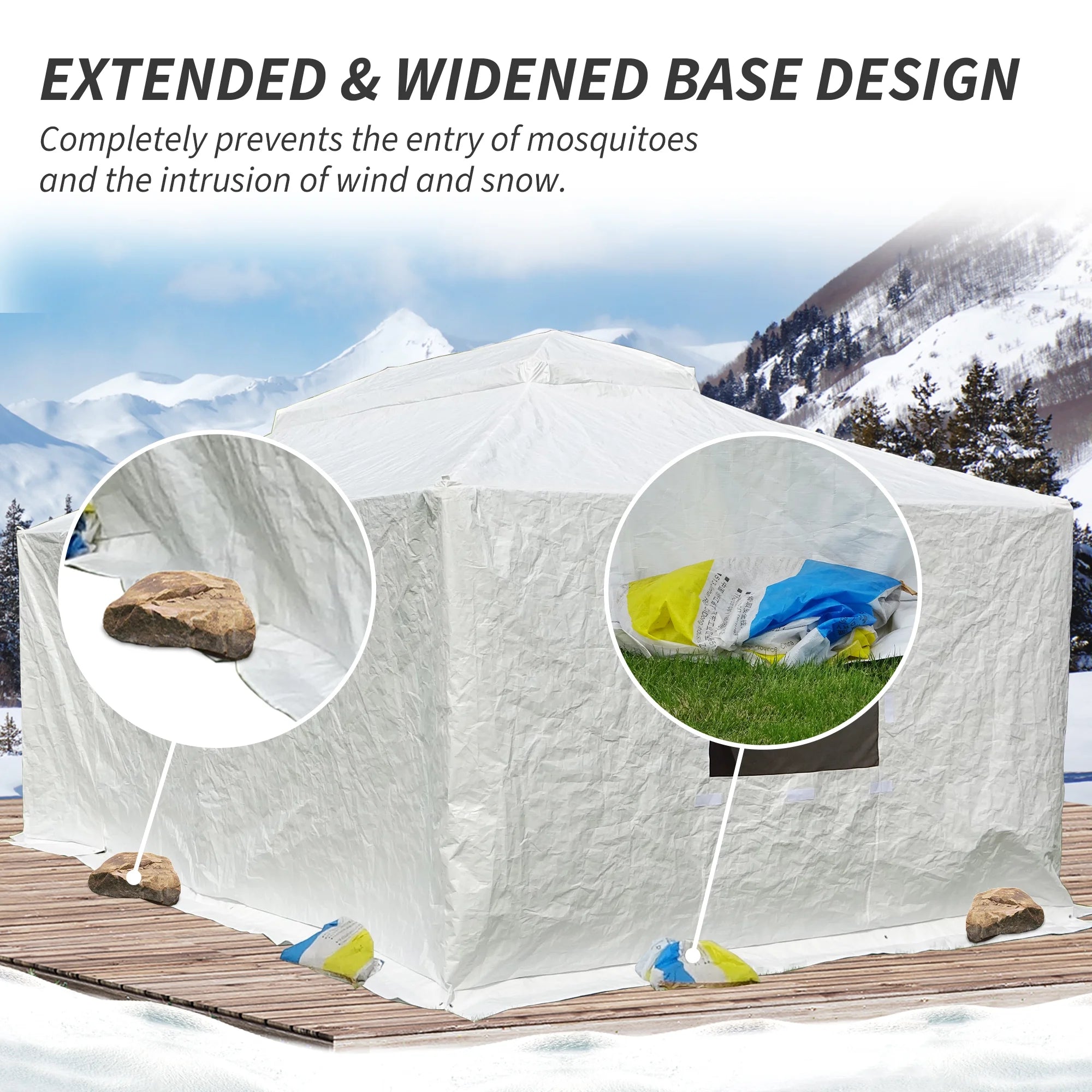 Gazebo Accessories 10' X 14' Double Roof Universal Winter Gazebo Cover for Hardtop Gazebos,Enclosed Cover with Sidewalls and Mesh Windows Waterproof (White)