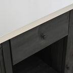 Black Stainless Steel Top 52.25 In. Kitchen Island with Towel and Spice Racks and a Bottle Opener