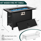 45" Propane Fire Pit Table 50,000 BTU Steel Gas Fire Pit with Removable Lid & Waterproof Cover and Tables