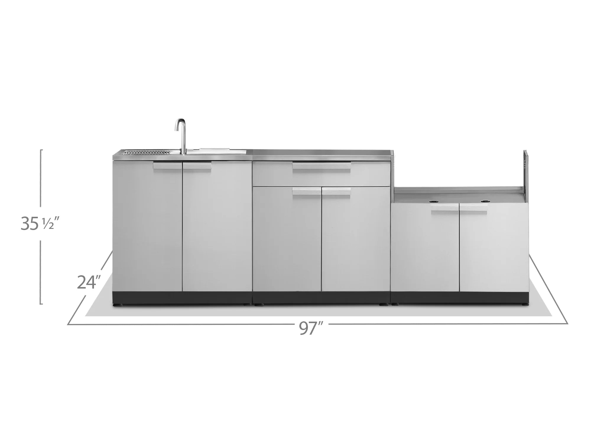 Outdoor Kitchen 4 Piece Cabinet Set in Stainless Steel with Countertop and Covers