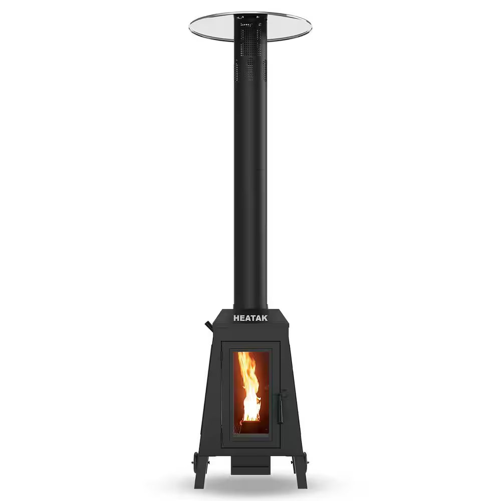 Wood Pellet Outdoor Patio Heater with Glass Window, 75,000 BTU