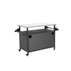 15 Cu. Ft. Metal Outdoor Rolling Bar Cart with Storage, Wheelbarrow Expandable Shelf, Towel Rack, Wine Holder, Wheels