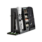 55.5 L X 16 W X 37 H in Wooden Golf Bag Organizer and Storage Rack,High Quality Wooden 2 Golf Bag Rack with Drawers,Easy to Assemble Golf Club Holder Stand with Club Holders on Side,Black