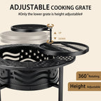 Fire Pit for outside 42" Wood Burning Fire Pit Tables with 2 Adjustable Swivel BBQ Grills, Lid, Poker for Patio Backyard BBQ Ice Storage