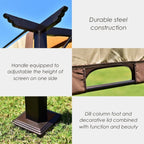 12 ft x 9 ft Steel Outdoor Pergola Gazebo Canopy Sun Shelter