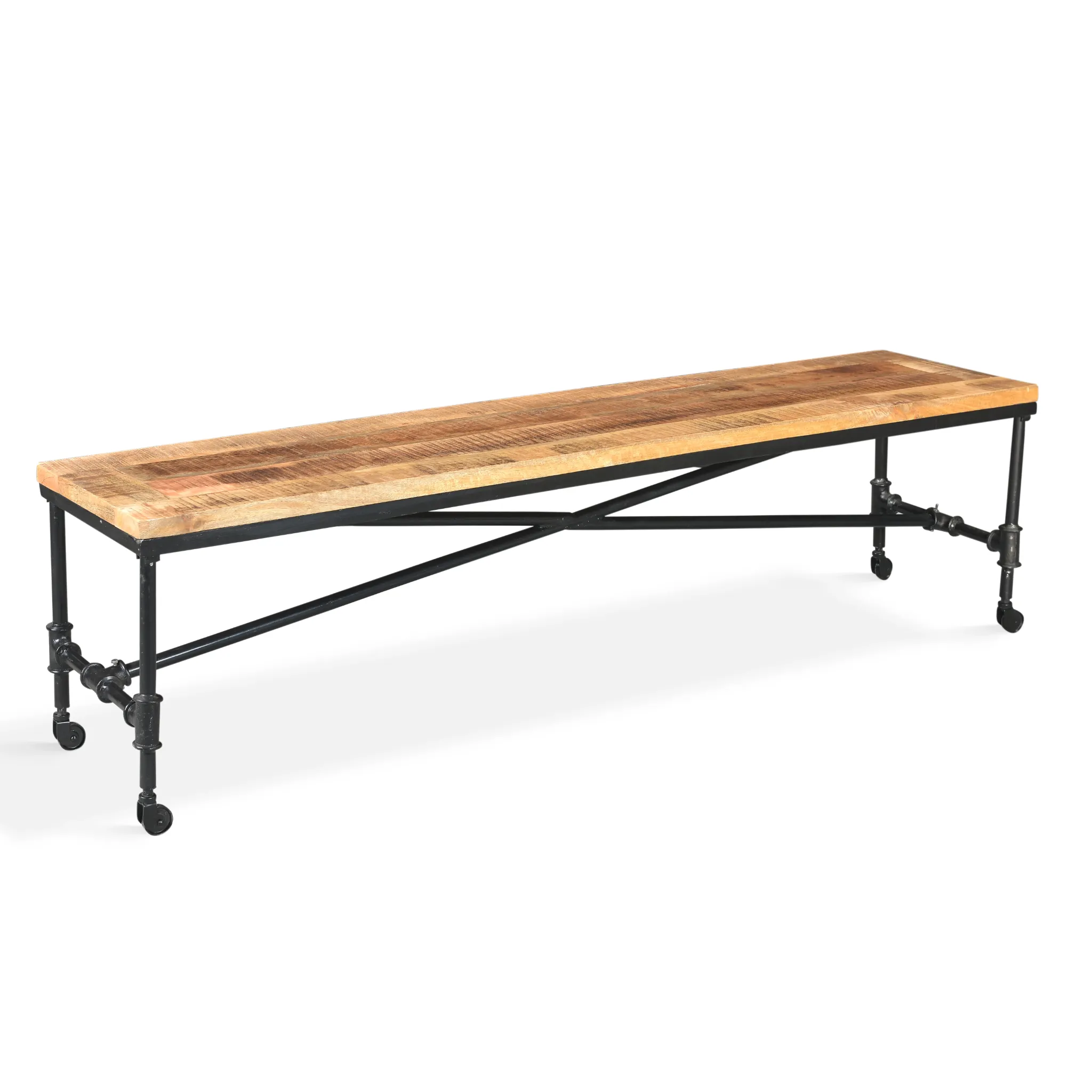 Reclaimed Wood Bench with wheels