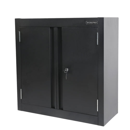 28-Inch Wall Garage Storage Cabinet, Adjustable Shelf, Steel, Black