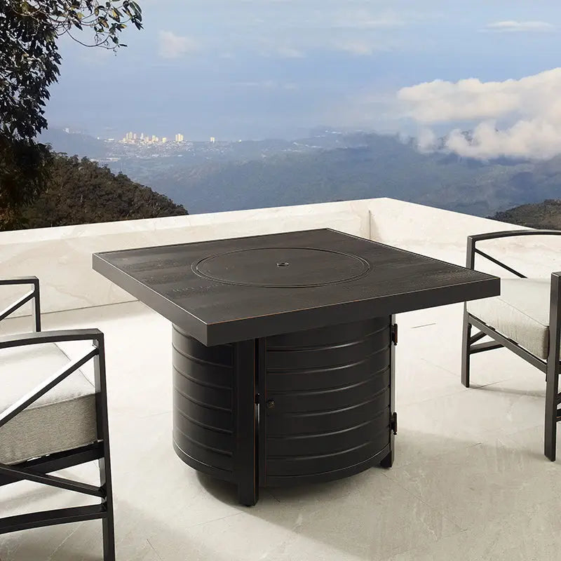 Yorke 40" Square Aluminum Convertible Gas Fire Pit Table