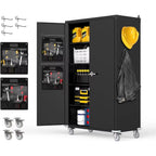 Tall & Wide Metal Garage Storage Cabinet with 4 Adjustable Shelves, 43''W X 22''D X 72''H with Wheels & Pegboards, Heavy Duty Lo