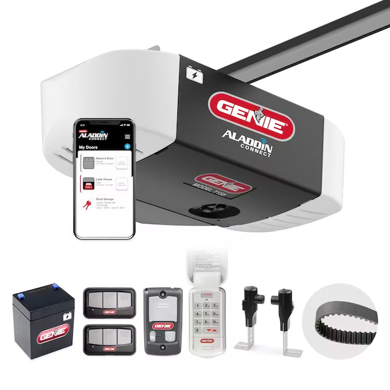 1-1/4 Hpc Smart Compatible Belt Drive Garage Door Opener Wi-Fi Compatibility and Battery Back-Up